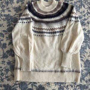 J. Crew Cream and Brown Knit Sweater
